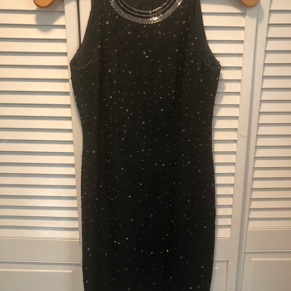 Liz Claiborne vintage cocktail dress. Black beaded. Size 6.